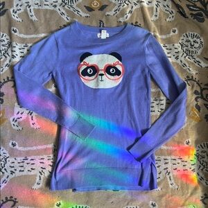 🐼Cat & Jack Purple Panda Kids Sweater size 7/8 🐼